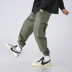 Повседневное штаны-карго Для мужчин брендовая одежда ноги потеют Штаны Мужской стрейч карманы хип-хоп джоггеры Y1126