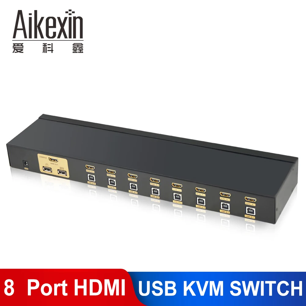 KVM Switch Aikexin 1080P 8 Ports USB HDMI KVM Switch 8x1 HDMI Switch