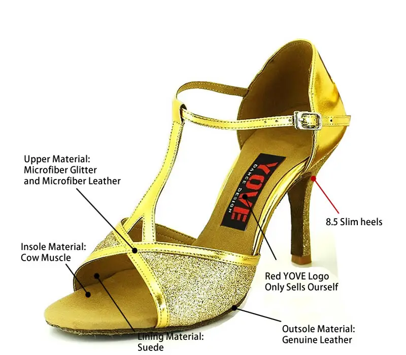 YOVE стиль LD-1139 танцевальная обувь Бачата/Сальса крытый и открытый Женская танцевальная обувь