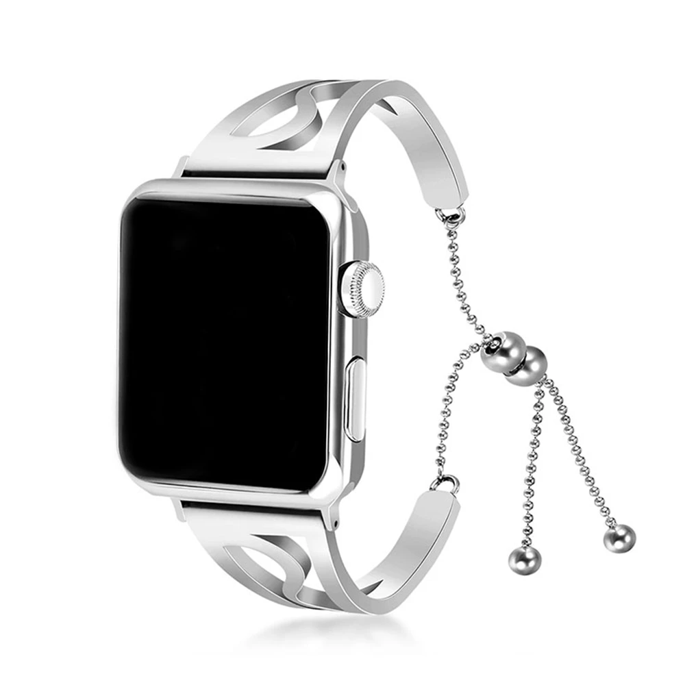 Серебристый Совместимость Apple Watch группа 38/40 мм 42/44 мм замена запястье браслет металлические стильный Нержавеющая сталь браслет для iwatch 1 2 3 4 - Цвет: Серебристый