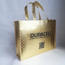 500 шт/партия 30Hx40x10cm пользовательские сумки с логотипом многоразовые металлические золотые нетканые тканевые ламинированные хозяйственные сумки для выставки