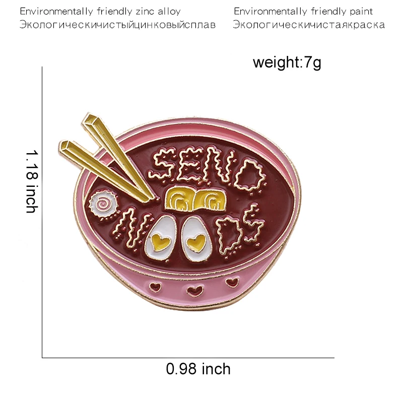 Qihe ювелирные изделия, булавка для лапши, эмалированная булавка для лапши, булавка для лапши, нагрудные булавки, японские броши для супа, ювелирные изделия для японской культуры