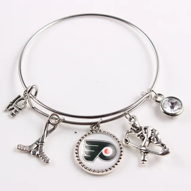 love philadelphia flyers team bracelet hockey charm bracelet wire flyers bracelet with charm
