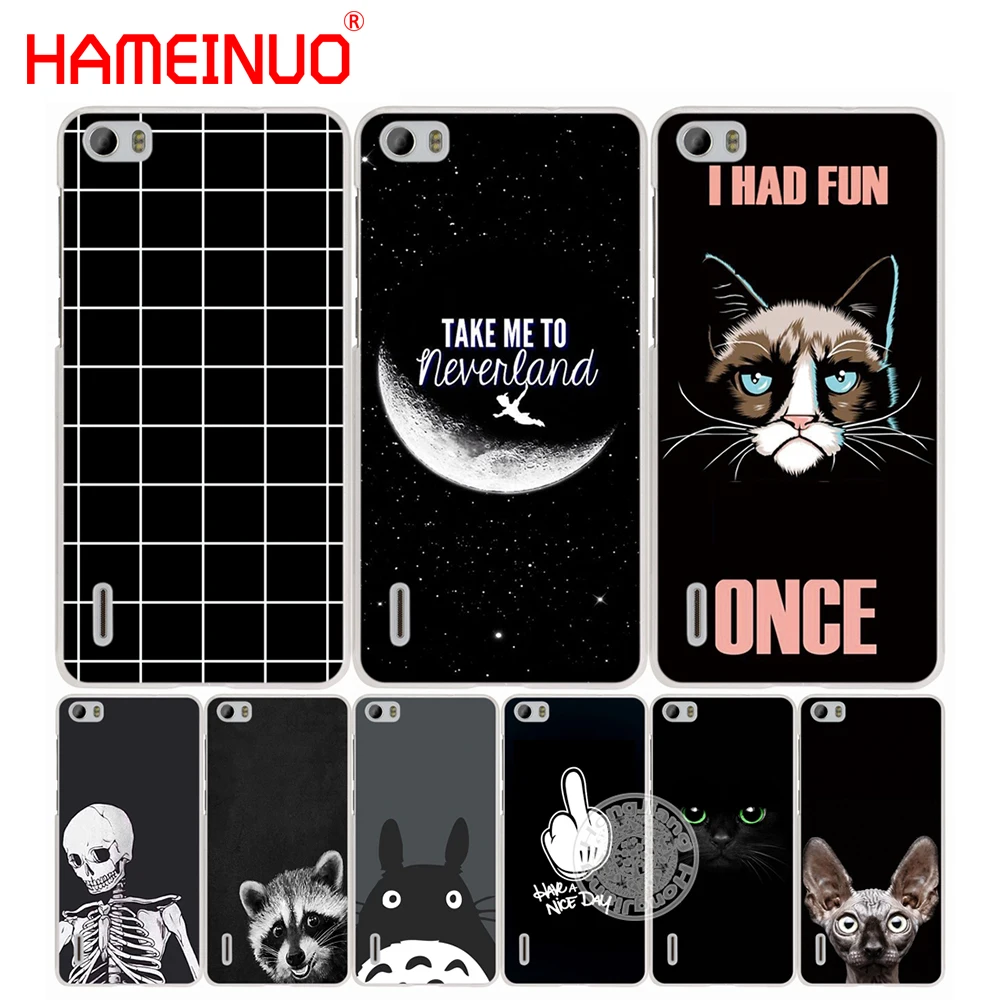 HAMEINUO черный простой дизайн модный Кот Череп чехол для huawei honor 3C 4A 4X 4C 5X 6 7 8 Y3 Y5 Y6 2 II