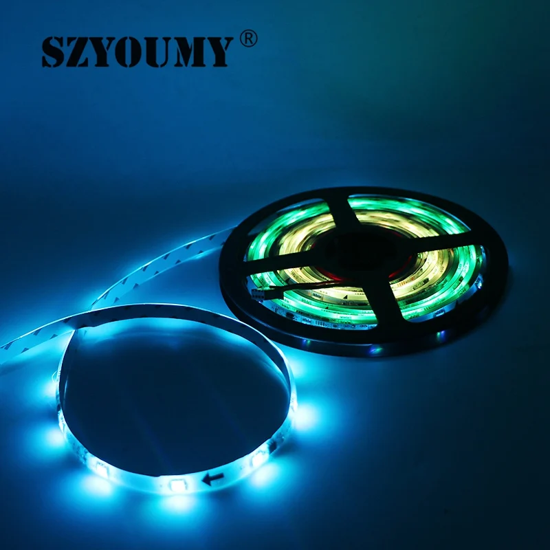 SZYOUMY 5050 SMD светодиодный полосы света smart 1903 IC RGB светодиодный Пикселей Ленты адресуемых цифровой IP67 Водонепроницаемый + RF пульт