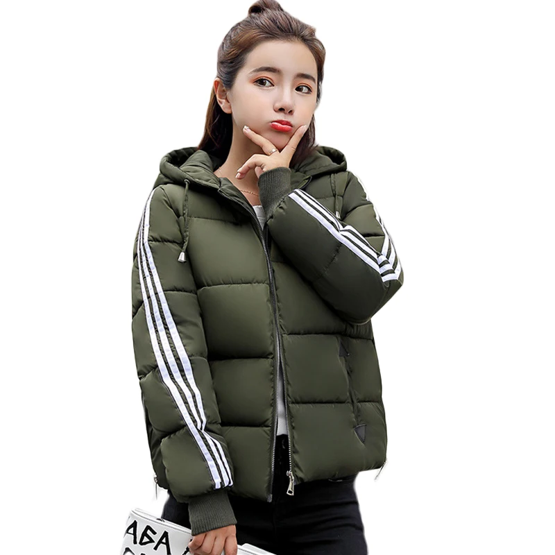 Goedkoop Meisjes Mode Warm Gewatteerd Jasje Vrouwelijke 2018 Herfst Winter Jas Vrouwen Korte Katoen gevoerde Uitloper Winter Parka Jassen D020