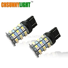 CNSUNNYLIGHT T20 7443 W21/5 W светодиодный тормоз Туман Вождение, Парковка лампы двойной цвет белый/янтарный горки 60SMD Автомобильный задний сигнальный фонарь