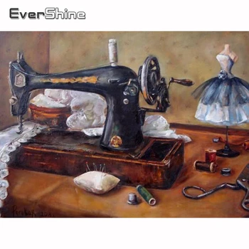 

Evershine Diamond Painting Sewing Machine Full Set Diamond Embroidery Scenery Diamond Mosaic With Square Rhinestones Gift Gift