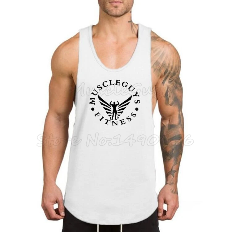 Muscleguys бренд рубашка для занятий спортом бодибилдинг одежда Фитнес Мужская майка тренировочный жилет Стрингер танктоп хлопок Спортивное нижнее белье