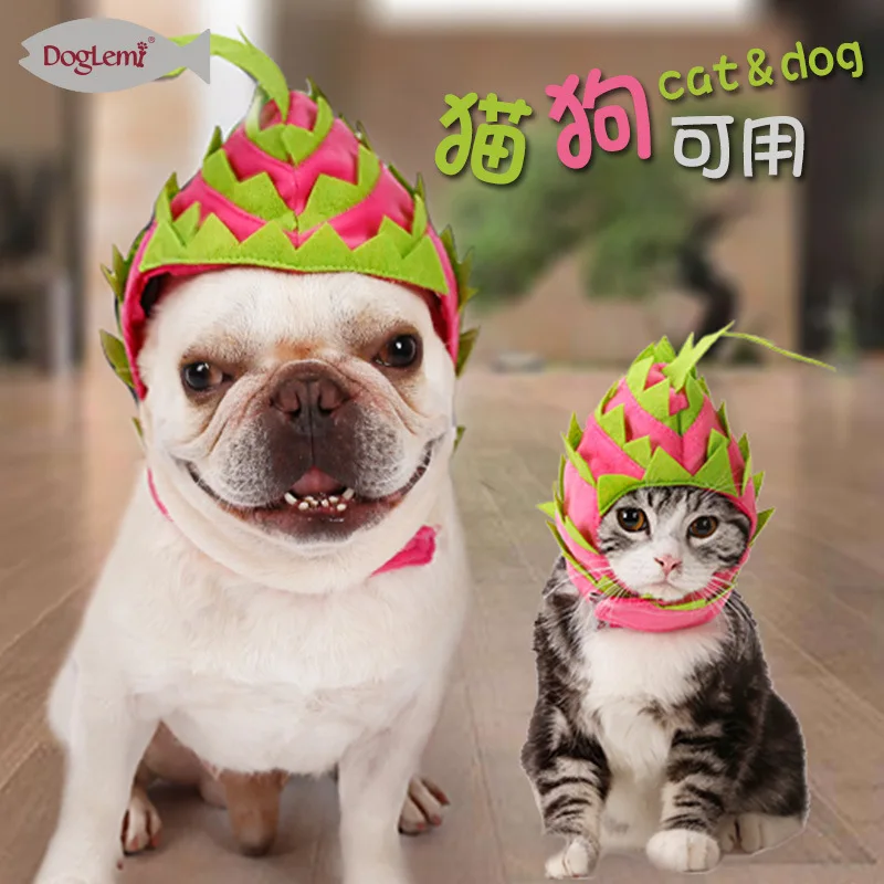 1 шт cat щенок фрукты платье шапка дракон Форма Pet Головные уборы одежда для