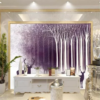 

Custom 3d wallpaper modern minimalist woods elk TV background wall design mural waterproof material