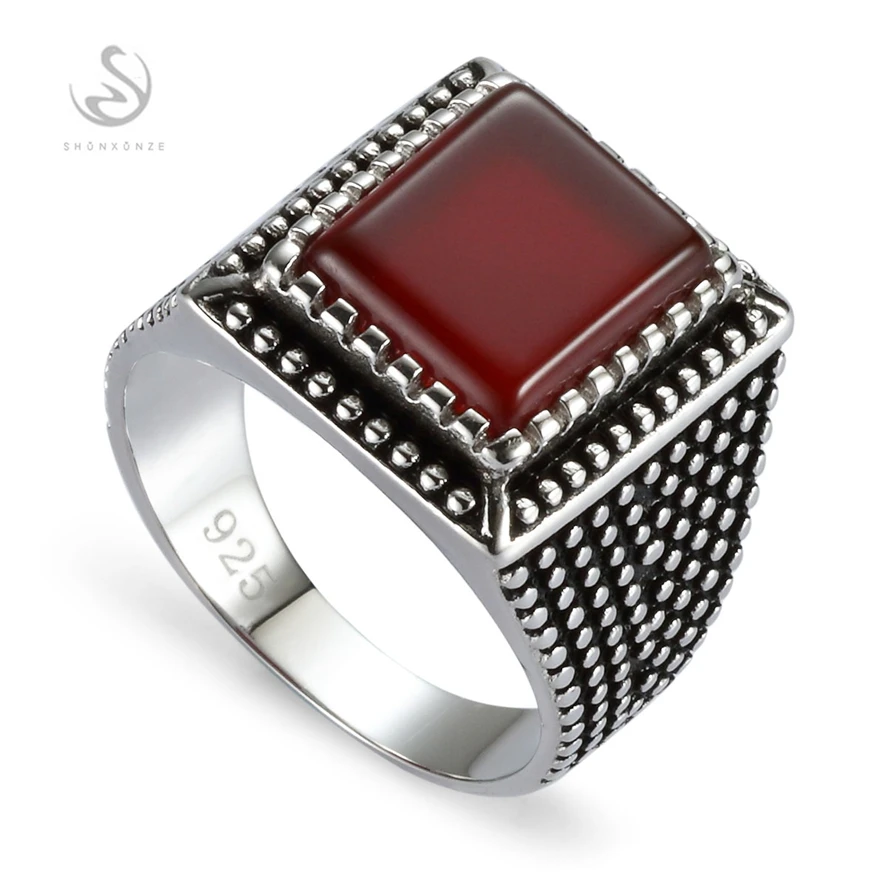 

Eulonvan New Arrivals Engagement Wedding 925 sterling Silver Jewelry black rings men Red Cubic Zirconia S-3806 sz# 7 8 9 10 11