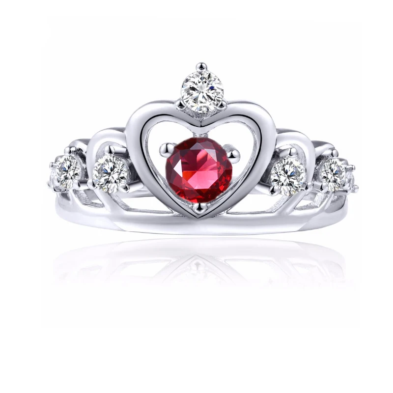 

925 Sterling Silver Rings for Women Wedding Jewelry Created Peridot Topaz Ruby Princess Crown Rings Evening Party Dress Jewelry