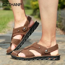 Пляжные шорты мужской повседневная обувь двойной Применение из натуральной кожи модные Повседневное мужские сандалии, обувь Для мужчин для взрослых из дышащего материала светильник Высокое качество