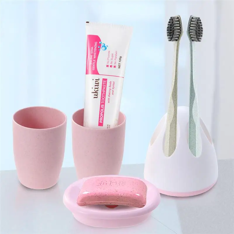 

4pcs/Pack Children Bathroom Accessories Sets Plastic Tooth Mug Toothbrush Holder Cute Cartoon Soap Dish For Home Bathroom