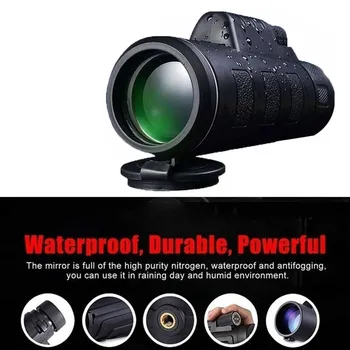 

HD 40X60 Monocular Telescope with Compass Adjustable Tripod Phone Photographing Outdoor Hunting Camping Equipment 38-0004