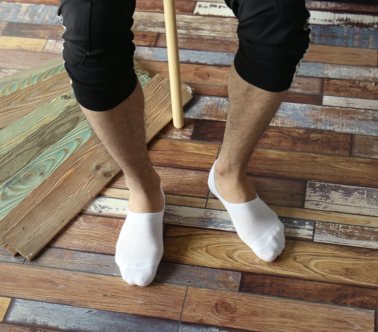 5 пар Mesh Тонкий Для мужчин носки дезодорирует дышащий хлопок Для мужчин; короткие носки Нескользящие силиконовые невидимые тапочки мужские
