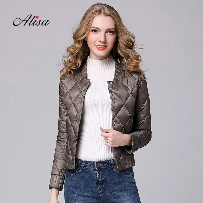 2018 New Winter Lightweight Down Jacket Women O neck Slim Casual Basic