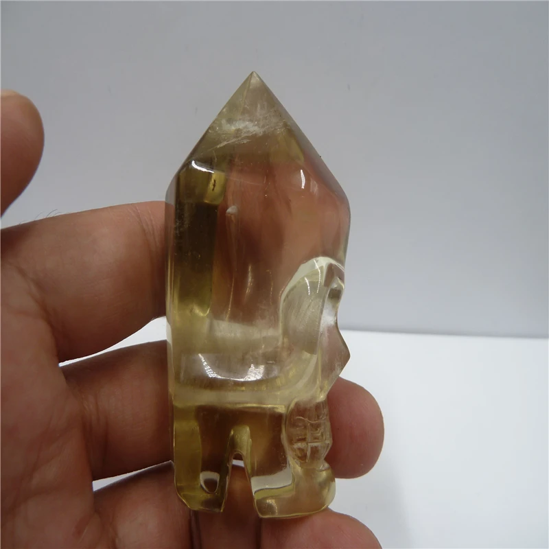 

NATURAL Citrine QUARTZ CRYSTAL wand skull T276