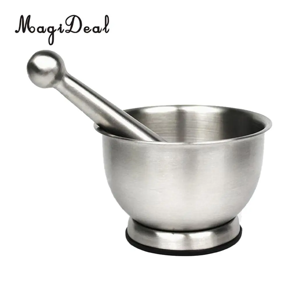 Amagogo Stainless Steel Mortar & Pestle Hand Crusher Garlic Spice Herb Grinder Bowl