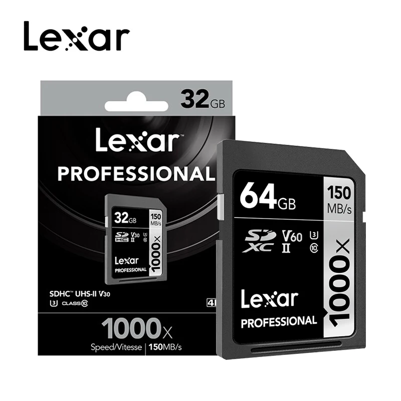 

Original Lexar 256GB 128GB SD Card 1000x UHS-II U3 SDHC SDXC 32GB Memory Card 64GB Carte SD 150MB/s Class10 cartao de memoria