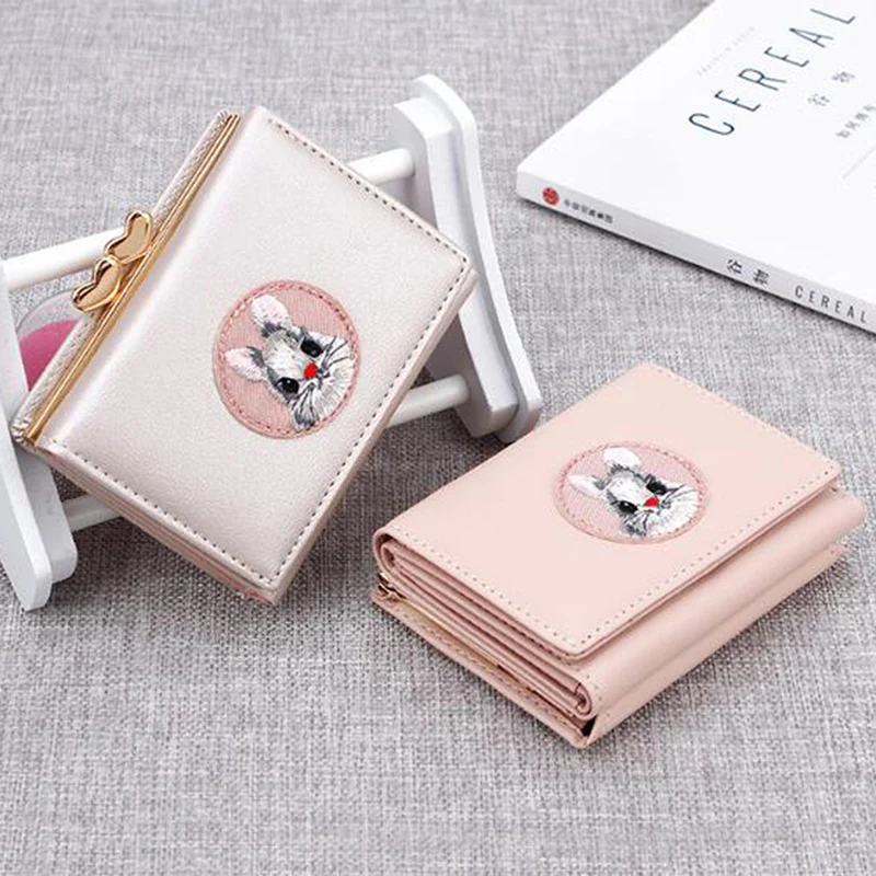 

Cute Doka Lady Wallet Sticker Replacement Folder Japan Kawaii Girl Short Multifunction Wallet Rabbit Cloth Card Holder