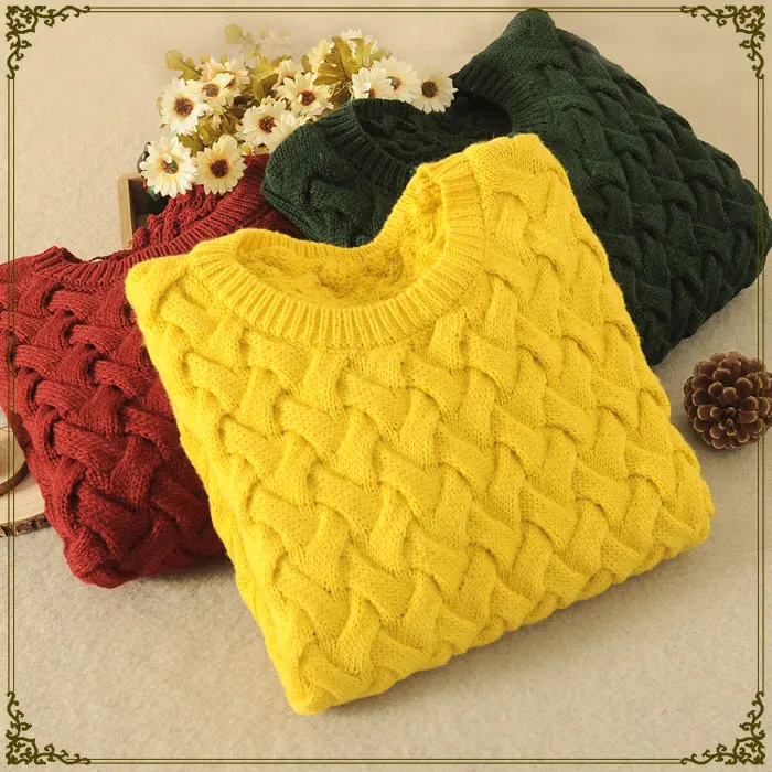 

Discount women's sweaters new twist in spring and autumn in a solid color long sleeve crew neck knit sweater women's clothing