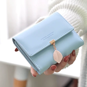 

Women Wallet Coin Purse Exquisite Leaf PU Leather Pendant 6 Card Slots Vintage Card Holders Women's Wallet