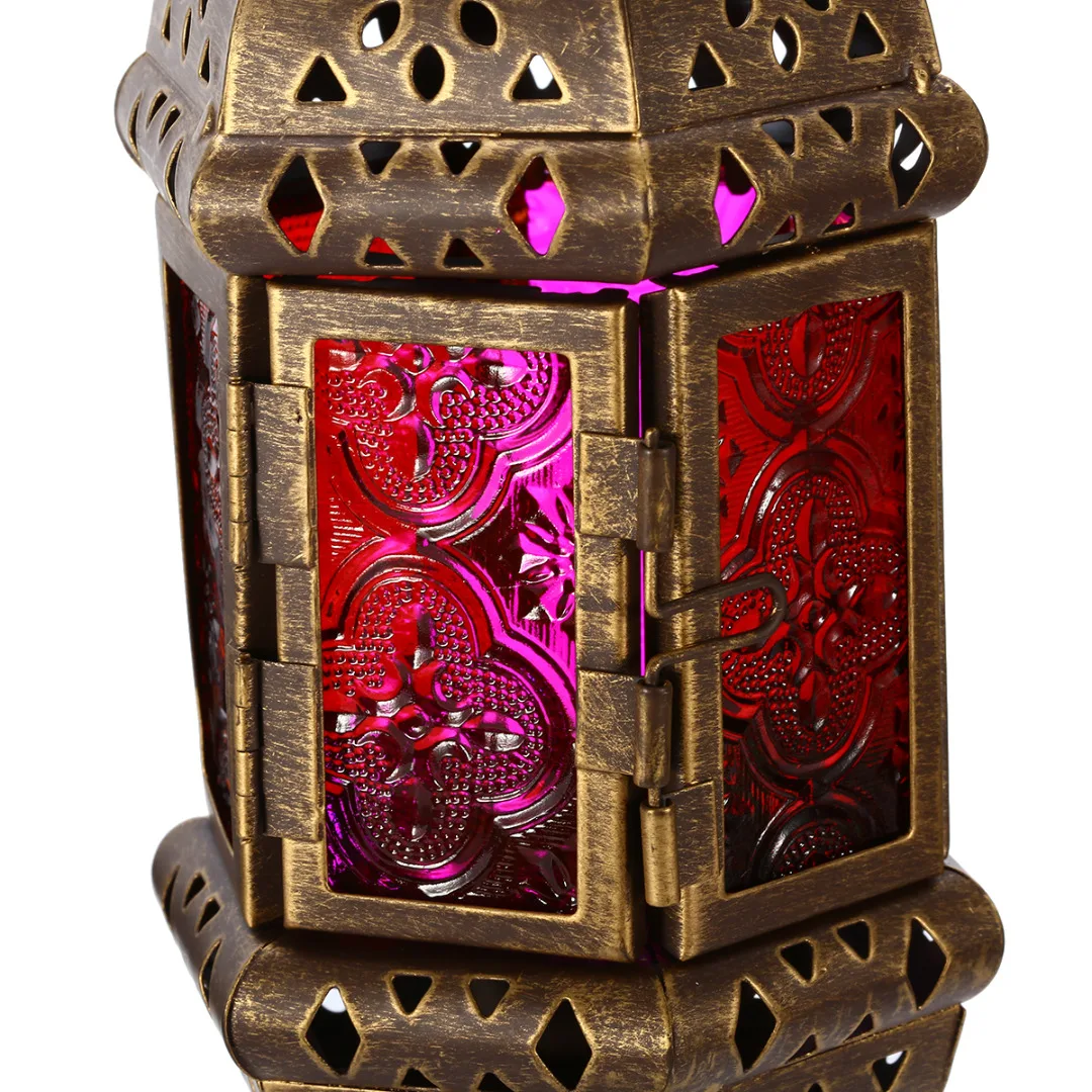 Classic Moroccan Style Tealight Candle Holders Glass Metal Hanging Lantern Candle Stand for Wedding Home Garden Decoration