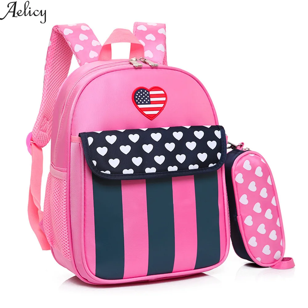 

Aelicy Kids Backpack Star Striped Heart Dot Baby Girls Backpack Toddler kids boy School Bag 2Pcs Set mochilas mujer drop ship