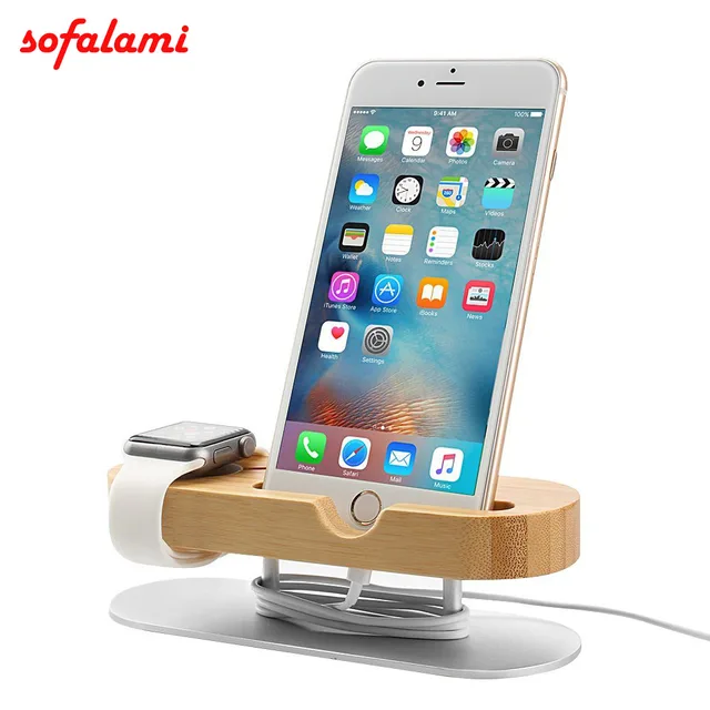 Special Price Cell Phone with Aluminum Alloy Base Bamboo Stand Charging Dock Station Cradle Holder for Apple Watch 38 42 iPhone 6 7 8 X Phone Special Price Cell Phone with Aluminum Alloy Base Bamboo Stand Charging Dock Station Cradle Holder for Apple Watch 38 42 iPhone 6 7 8 X Phone
