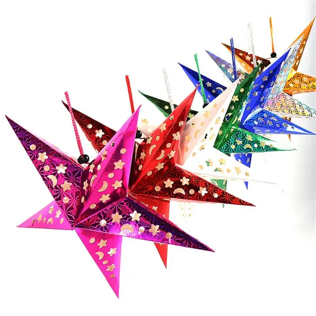 45cm paper star lantern 3d pentagram lampshade for christmas xmas