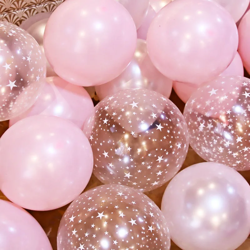 20 шт. розовый прозрачный черный золотой микс латексная фольга шары звезда сверкающая Свадьба День Рождения Декор поставки детские игрушки детский душ - Цвет: Pink