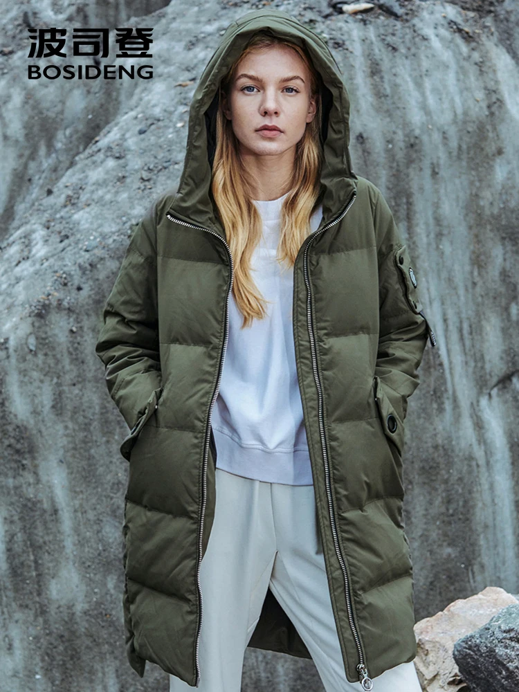 

BOSIDENG 2018 new winter thicken down jacket women down coat hooded outwear long parka waterproof warm B80142504DS