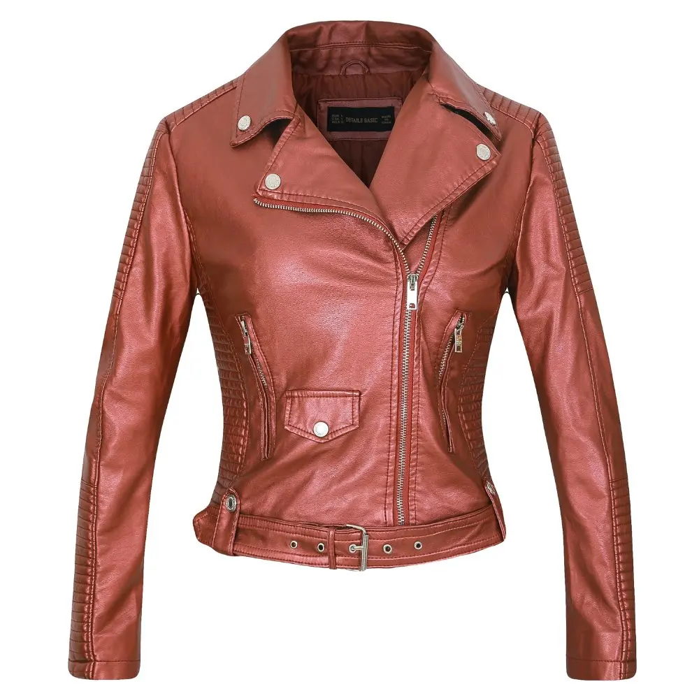 Брендовая женская куртка из искусственной кожи с серой молнией, 6 цветов, осенне-зимние черные Базовые Куртки, повседневная верхняя одежда, облегающее пальто, мотоциклетная куртка