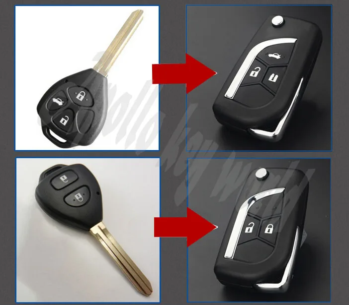Online 2 botones 3 botones Flip remoto clave Shell para Toyota Camry corona Corolla Reiz RAV4 clave Fob cubierta