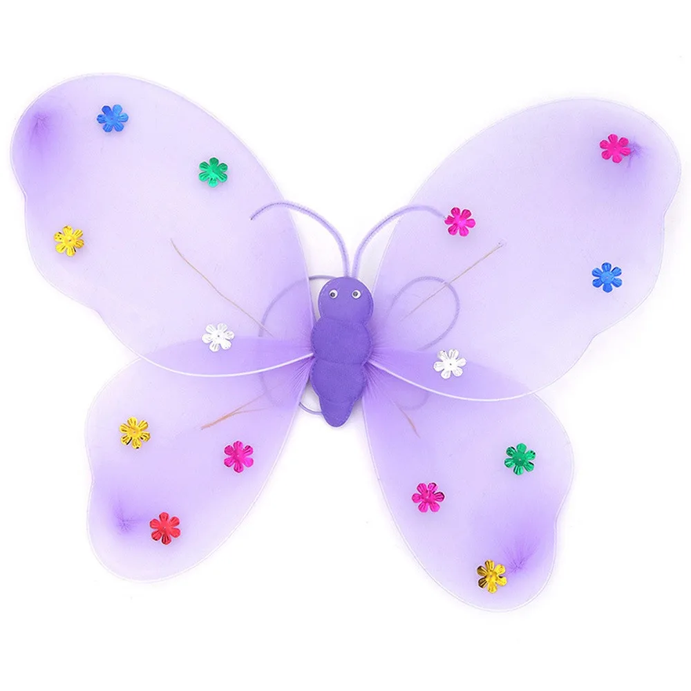 3 шт./компл., мигающий светодиод для девочек, крылья волшебной бабочки, палочка, повязка на голову, костюм, игрушка, освещение, крыло бабочки, детские игрушки для девочек