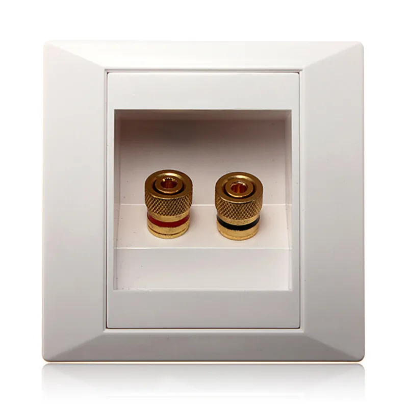 

2017 2 Binding Post Banana Plug Gold Plated Audio Jacks Wall Plate Panel Two Speakers Interface 86mm x 86mm