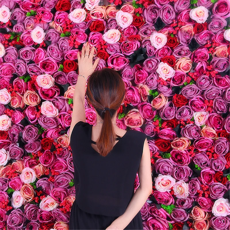 DIY Plastic flower rose Artificial flower wall Party backdrop Lawn/pillar flower road lead