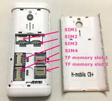 4 Cartões Sim 4 Standby 2.8 “telefone mp3 gsm china 800 mAh da bateria Do Telefone móvel TELEFONES Baratos Russa teclado botão chave H-mobile C9