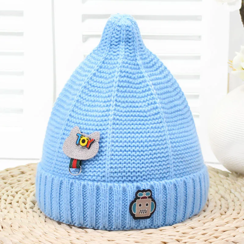Детская зимняя шапка с помпоном, шарф, комплект для девочек и мальчиков, вязаная шапка для ребенка, настоящий помпон из лисьего меха шапки с ушками, детская шапка - Цвет: Light Blue