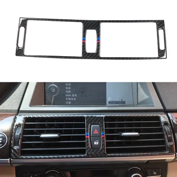 

Real Carbon Fiber Center Air Vent Outlet Cover Trim Sticker For BMW X5 X6 E70 E71 2008-2013 M-Stripe