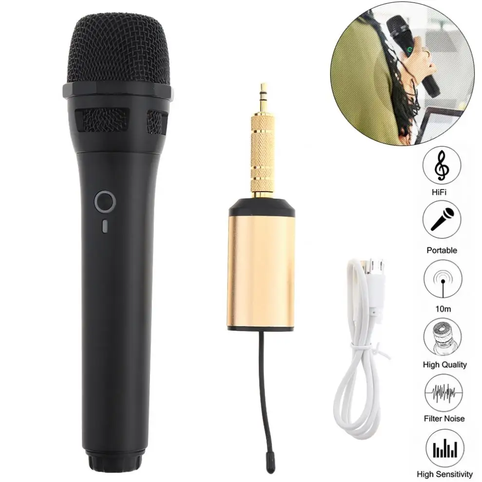 

UHF Wireless Microphone System Handheld LED Mic UHF Speaker with Portable USB Receiver For KTV DJ Speech Amplifier Recording