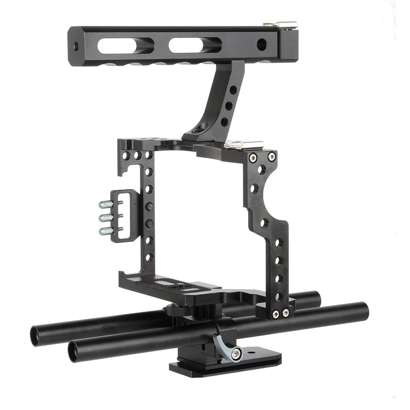 Портативный DSLR стержень Rig Камера видео Cage Kit и ручка для Sony A7 A7R a6300 Камера Интимные аксессуары Запчасти черный