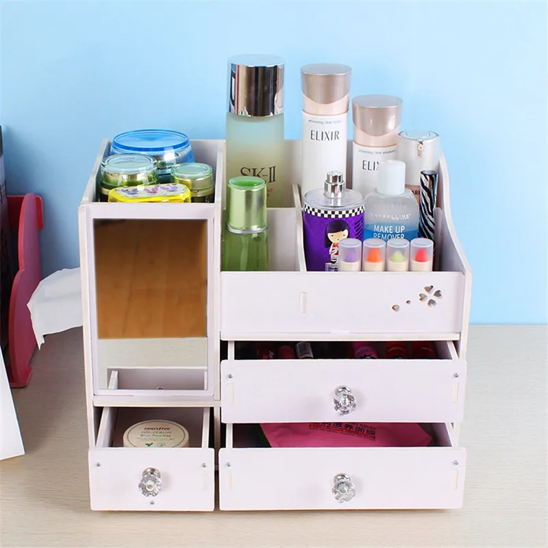 2018 New Wood Cosmetic Organizer Diy Assembly Wooden Organizador Makeup Drawers Factory Jewelry Box | Дом и сад