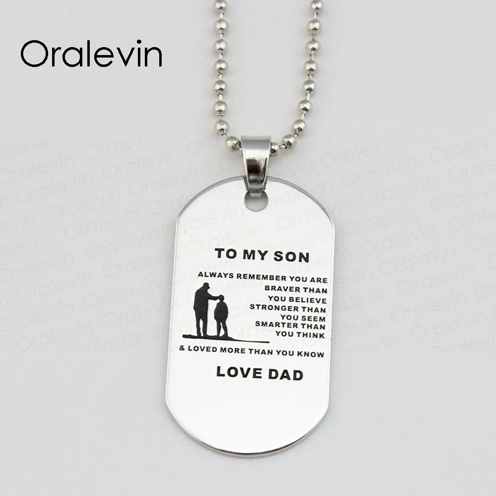 

ALWAYS REMEMBER YOU ARE BRAVER THAN YOU BELIEVE Inspirational Dog Tag Necklace Military Jewelry Gift To Son, # LN1817