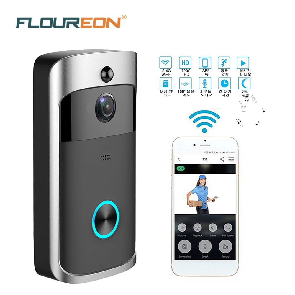 

Video Door Phone Smart Wireless WiFi Security DoorBell Smart Visual Intercom Recording IR Remote Home Monitoring Night Vision