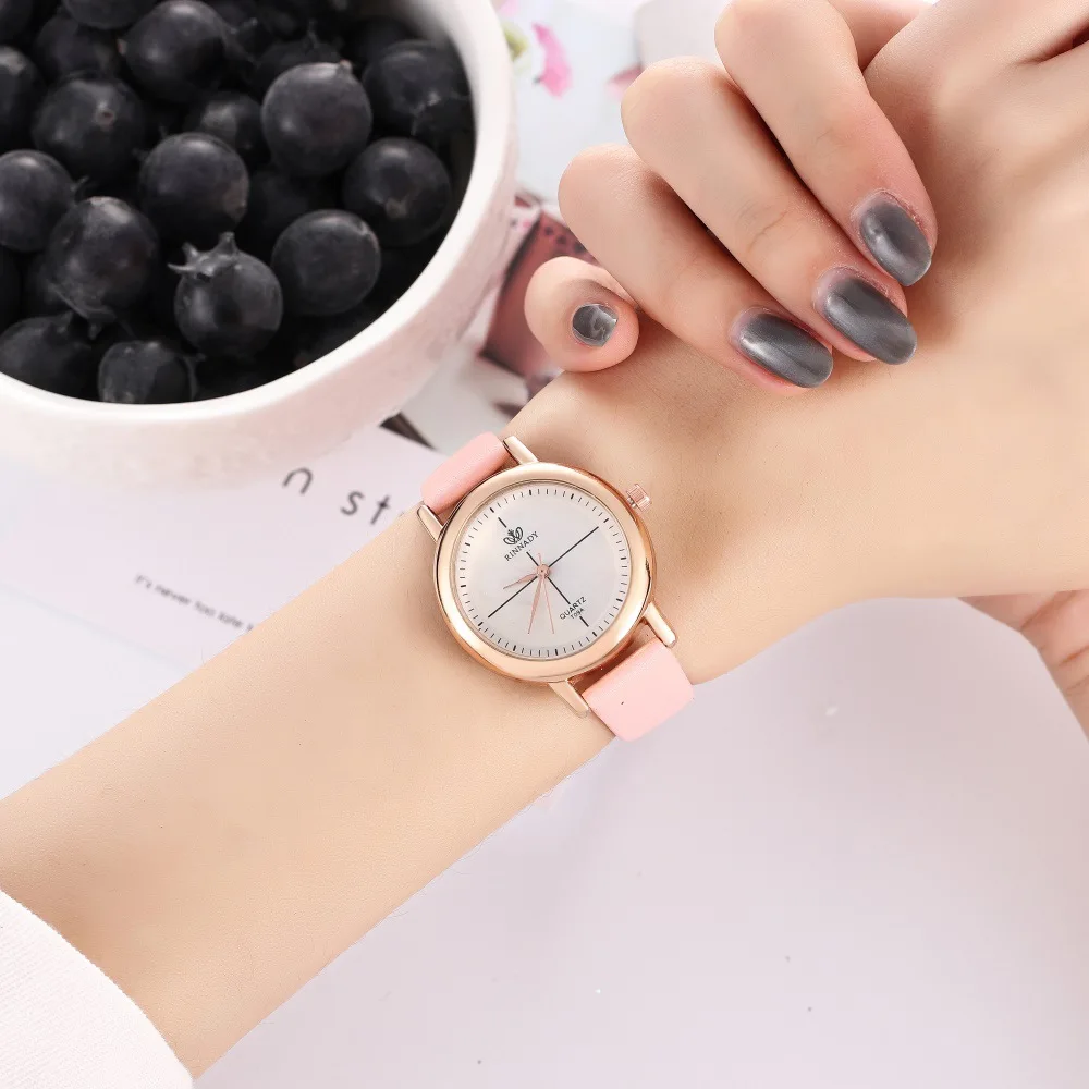 

New Fashion Rose Gold Leather Watches Women ladies casual dress quartz wristwatch reloj mujer