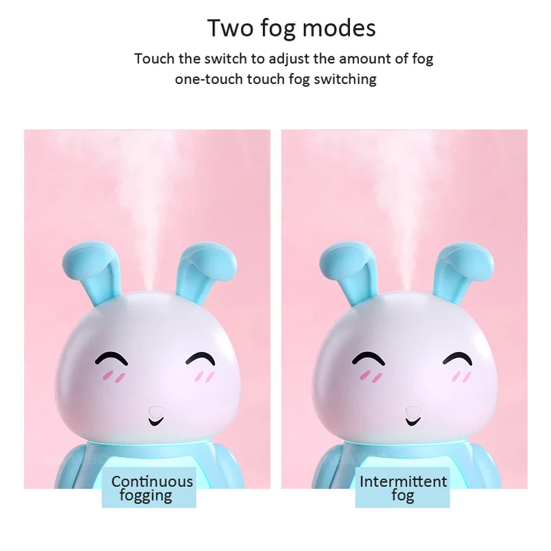  200ML USB Aroma Essential Oil Diffuser Ultrasonic Cool Mist Rabbit Humidifier Air Purifier LED Nigh
