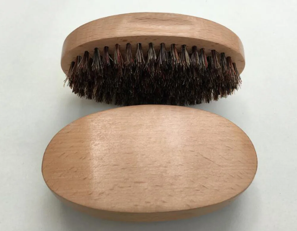 Buy 1PC Handmade Men Boar Bristle Beard Brush Oval